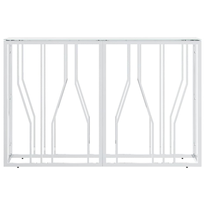 Tavolino Consolle Argento 110x30x70 cm in Acciaio Inox e Vetro 350027