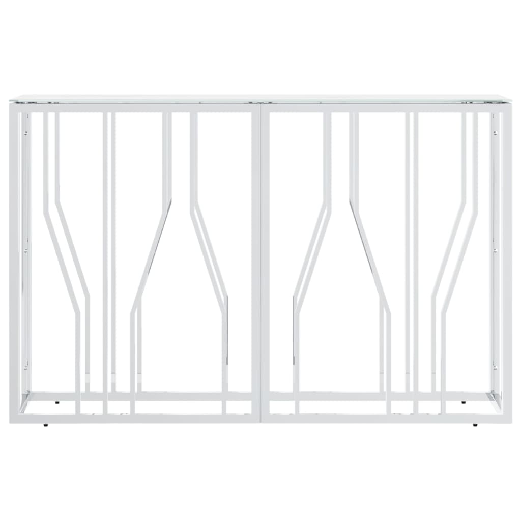 Tavolino Consolle Argento 110x30x70 cm in Acciaio Inox e Vetro