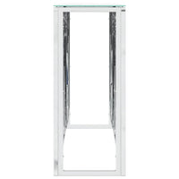 Tavolino Consolle Argento 110x30x70 cm in Acciaio Inox e Vetro 350027