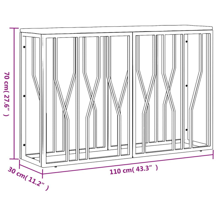 Tavolino Consolle in Acciaio Inox e Legno Massello di Recupero 350029