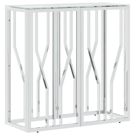Tavolino Consolle-Tavolino da soggiorno-Tavolo 70x30x70 cm in Acciaio Inox e Vetro