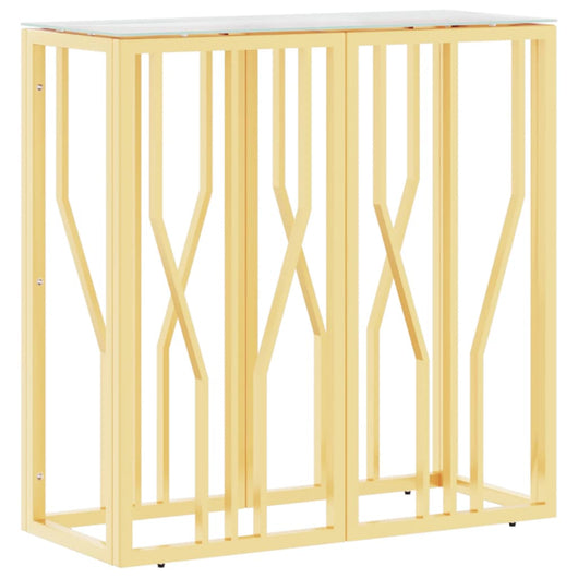 Tavolino Consolle Oro 70x30x70 cm in Acciaio Inox e Vetrocod mxl 105218