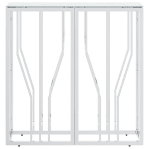 vidaXL Tavolino Consolle Argento 70x30x70 cm in Acciaio Inox e Vetro