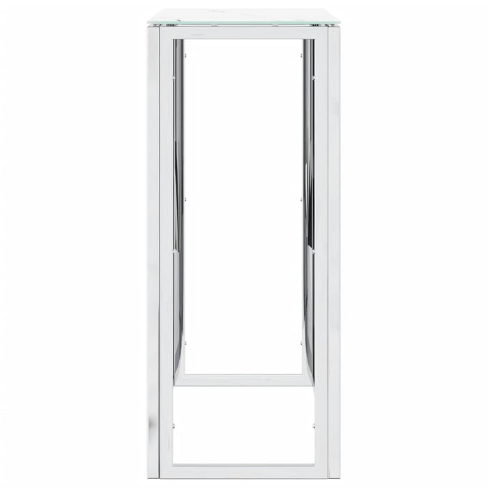 Tavolino Consolle Argento 70x30x70 cm in Acciaio Inox e Vetro 350035