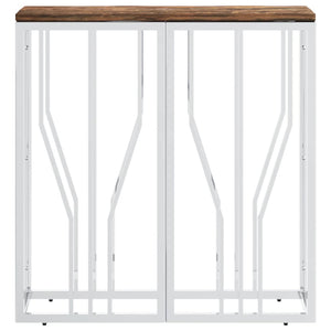 Tavolino Salotto Argento in Acciaio Inox e Legno di Recupero 350037