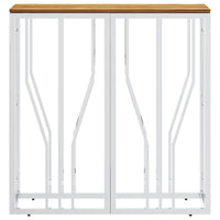 Tavolino da Salotto Argento in Acciaio Inox e Massello d'Acacia