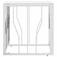 Tavolino da Salotto Argento 50x50x50 cm in Acciaio Inox e Vetro 350043