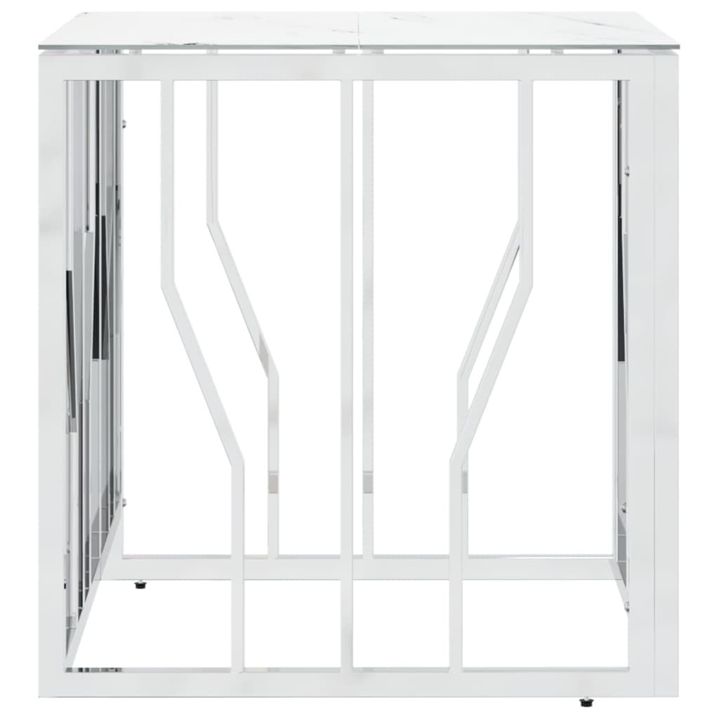 Tavolino da Salotto Argento 50x50x50 cm in Acciaio Inox e Vetro 350043