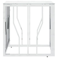 Tavolino da Salotto Argento 50x50x50 cm in Acciaio Inox e Vetro 350043