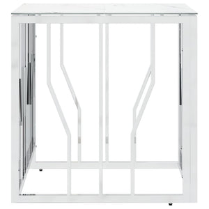 Tavolino da Salotto Argento 50x50x50 cm in Acciaio Inox e Vetro 350043