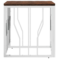 Tavolino Salotto Argento in Acciaio Inox e Legno di Recupero 350045