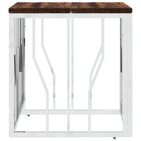 Tavolino Salotto Argento in Acciaio Inox e Legno di Recupero 350045