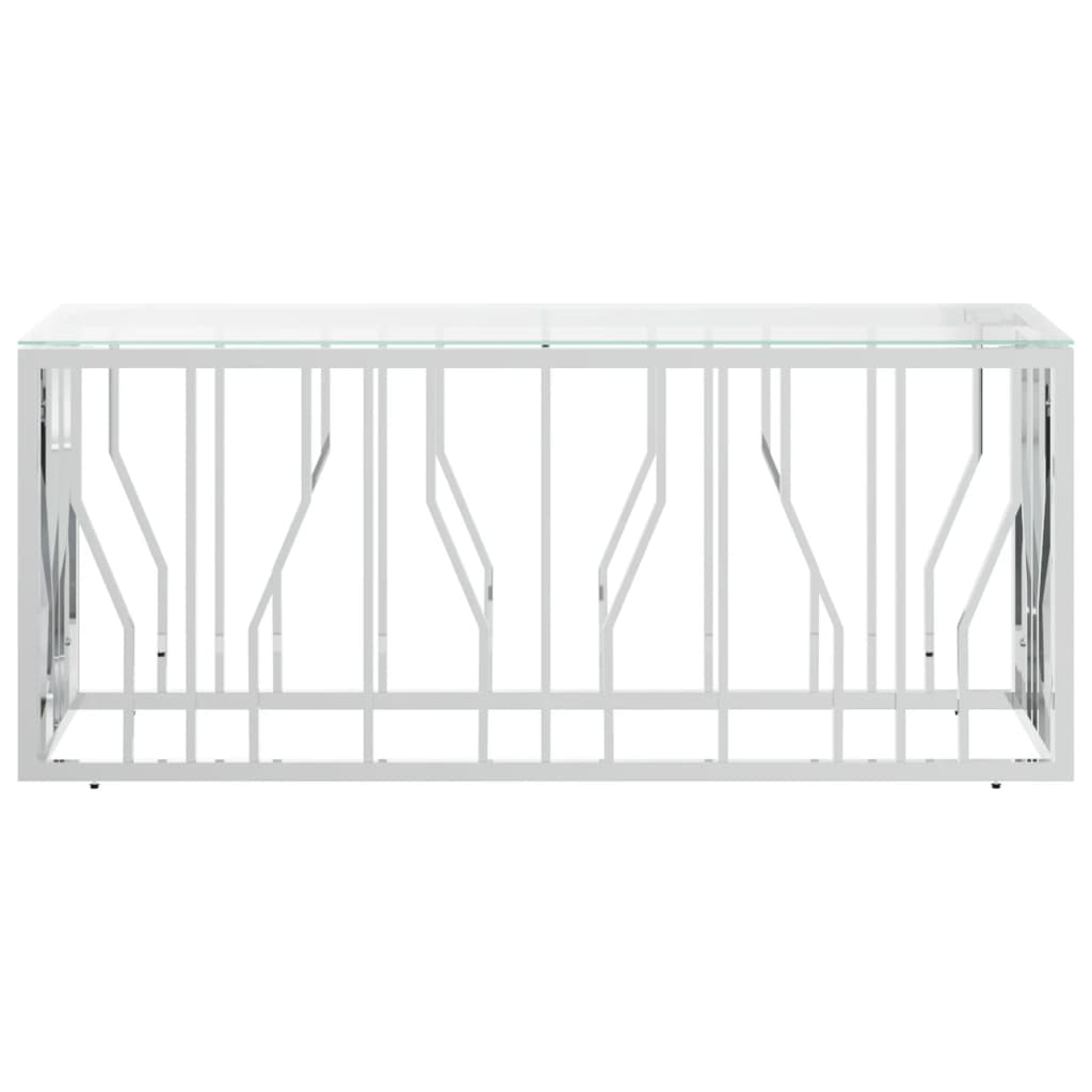 Tavolino da Salotto 110x45x45 cm in Acciaio Inox e Vetro 350049