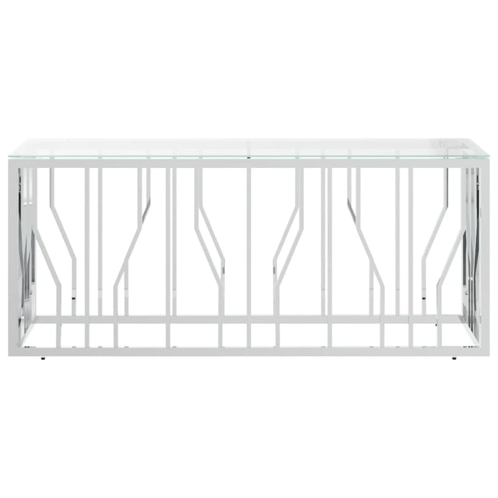 Tavolino da Salotto 110x45x45 cm in Acciaio Inox e Vetro 350049