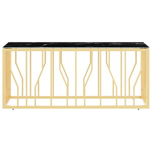 Tavolino da Salotto Oro110x45x45 cm in Acciaio Inox e Vetro 350052