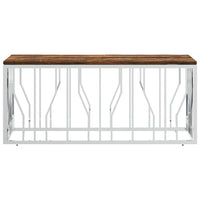 Tavolino Salotto in Acciaio Inox e Legno Massello di Recupero