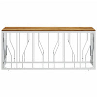 Tavolino da Salotto Argento in Acciaio Inox e Massello d'Acaciacod mxl 105404