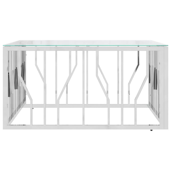 Tavolino da Salotto 80x80x40 cm in Acciaio Inox e Vetrocod mxl 105588
