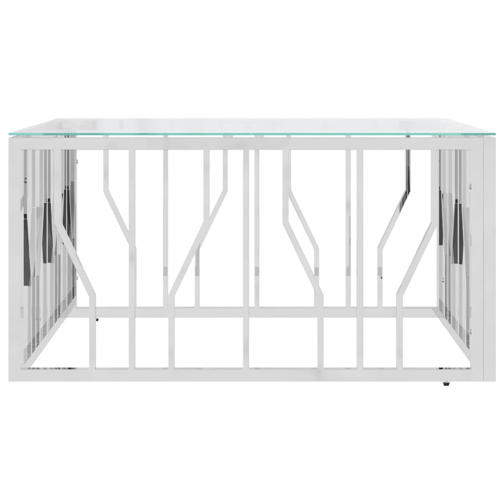Tavolino da Salotto-Tavolino da soggiorno-Tavolo 80x80x40 cm in Acciaio Inox e Vetro 832630