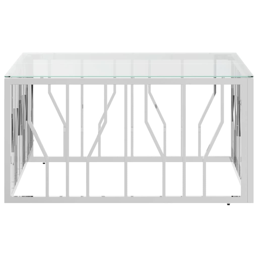 Tavolino da Salotto 80x80x40 cm in Acciaio Inox e Vetro 350057