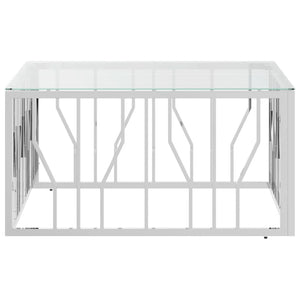 Tavolino da Salotto 80x80x40 cm in Acciaio Inox e Vetro 350057