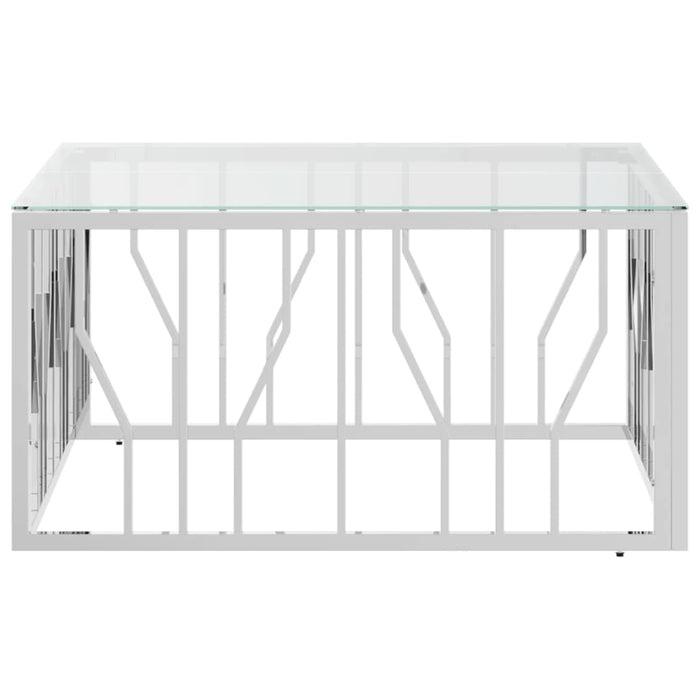 Tavolino da Salotto 80x80x40 cm in Acciaio Inox e Vetro 350057