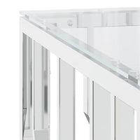 Tavolino da Salotto-Tavolino da soggiorno-Tavolo 80x80x40 cm in Acciaio Inox e Vetro 832630