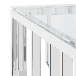 Tavolino da Salotto-Tavolino da soggiorno-Tavolo 80x80x40 cm in Acciaio Inox e Vetro 832630