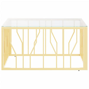 Tavolino da Salotto Oro 80x80x40 cm in Acciaio Inox e Vetro 350058