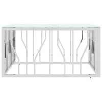 Tavolino da Salotto Argento 80x80x40 cm in Acciaio Inox e Vetro 350059