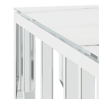 Tavolino da Salotto Argento 80x80x40 cm in Acciaio Inox e Vetro 350059