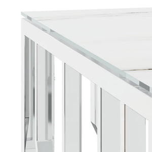Tavolino da Salotto Argento 80x80x40 cm in Acciaio Inox e Vetro 350059