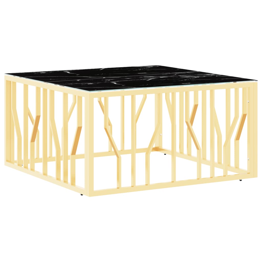 Tavolino da Salotto Oro 80x80x40 cm in Acciaio Inox e Vetro 350060