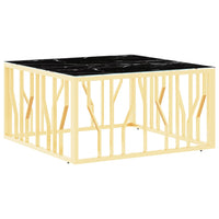 Tavolino da Salotto Oro 80x80x40 cm in Acciaio Inox e Vetro 350060