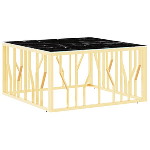 Tavolino da Salotto Oro 80x80x40 cm in Acciaio Inox e Vetro 350060