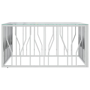 Tavolino da Salotto 100x100x50 cm in Acciaio Inox e Vetro 350065