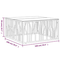 Tavolino da Salotto 100x100x50 cm in Acciaio Inox e Vetro 350065