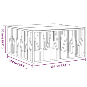 Tavolino da Salotto 100x100x50 cm in Acciaio Inox e Vetro 350065