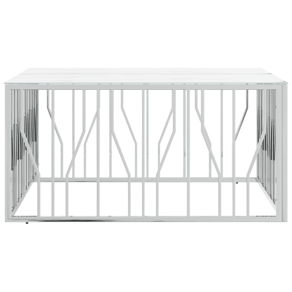 Tavolino da Salotto Argento 100x100x50 cm Acciaio Inox e Vetro 350067