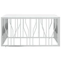 Tavolino da Salotto Argento 100x100x50 cm Acciaio Inox e Vetro 350067