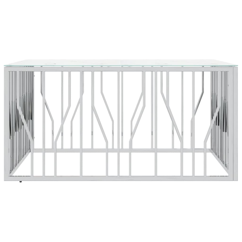 Tavolino da Salotto Argento 100x100x50 cm Acciaio Inox e Vetro 350067