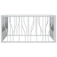 Tavolino da Salotto Argento 100x100x50 cm Acciaio Inox e Vetro 350067