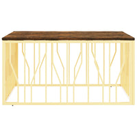 Tavolino Salotto Oro in Acciaio e Legno Massello di Recupero 350070