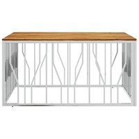 Tavolino da Salotto Argento in Acciaio Inox e Massello d'Acaciacod mxl 129570