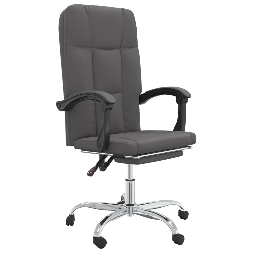 Sedia da ufficio girevole e reclinabile sedia da computer sedia da studio similpelle grigia 02_0024249