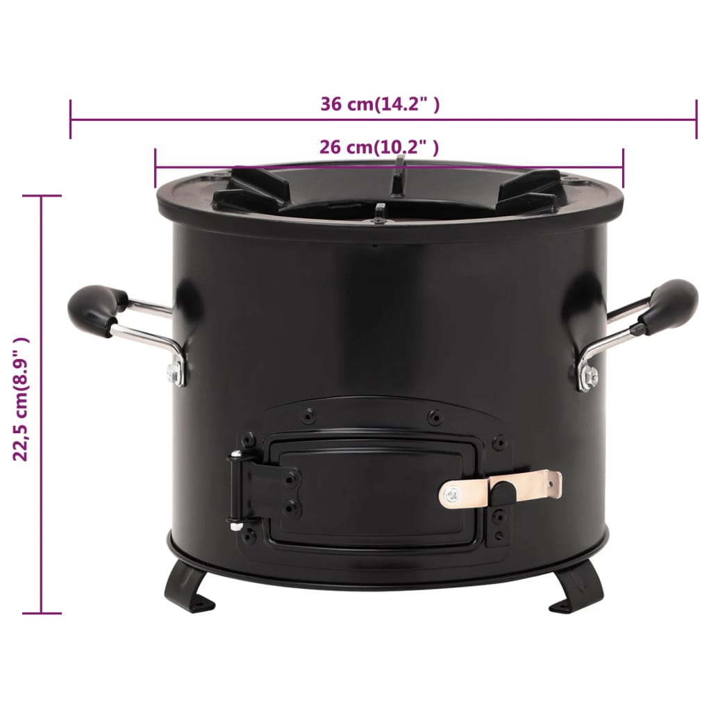 Fornello a legna da campeggio nero 36 x 26 x 22,5 cm metallo 02_0005924