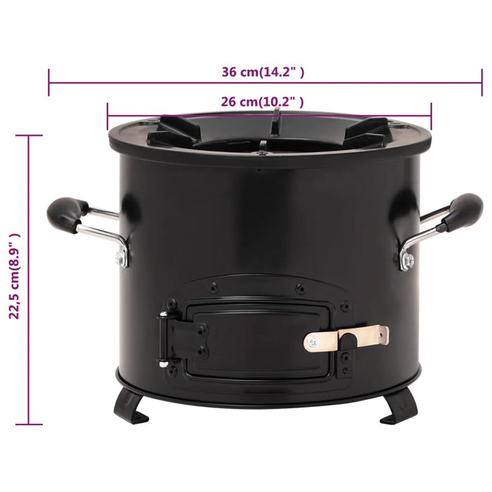 Fornello a legna da campeggio nero 36 x 26 x 22,5 cm metallo 02_0005924