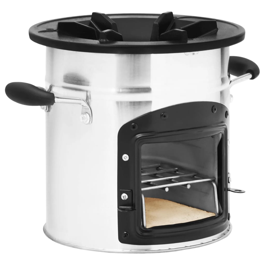 Stufa a Legna da Campeggio Argento 45,5x33x25,5 cm Acciaio Inox cod mxl 69877