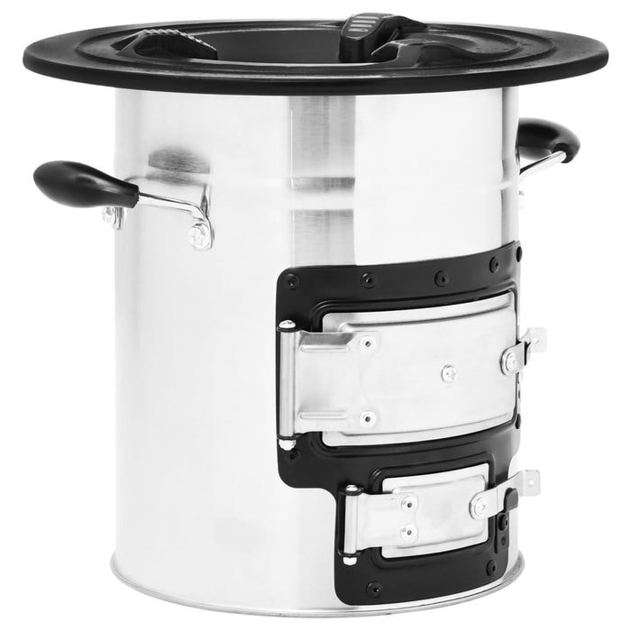 Stufa a Legna da Campeggio-Caminetto a Legna Argento 51,5x35x30,5 cm Acciaio Inox