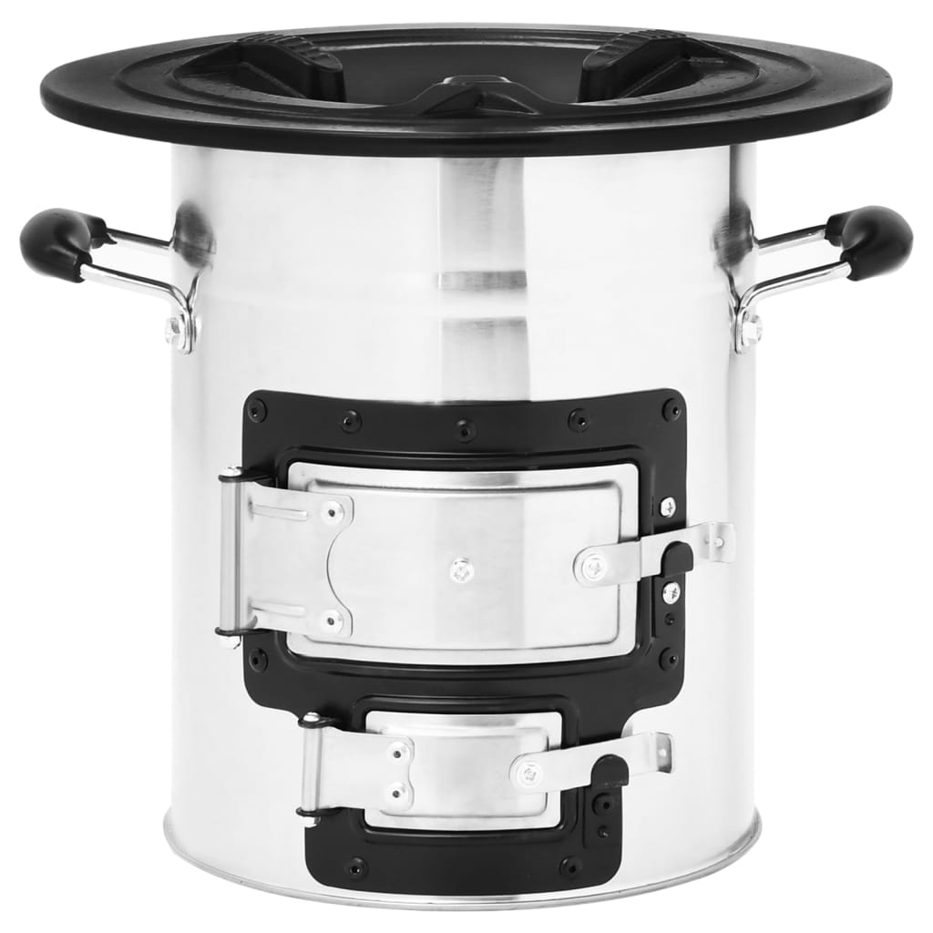 Stufa a Legna da Campeggio Argento 51,5x35x30,5 cm Acciaio Inox cod mxl 65539